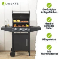 Grătar pe gaz Juskys cu rafturi laterale