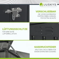 Încintă pentru containere namur 1,9 m² | juskys | Încintă metalică pentru containere cu uși mari Detalii magazie metalică cu încuietoare și ventilație