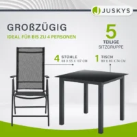 Set masă și 4 scaune grădină negre