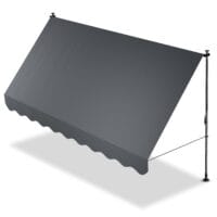 Copertină Juskys Cape Town cu prindere manuală și manivelă | 350x120 cm | Gri | Parasolar reglabil pe înălțime, rezistent la UV, disponibil în 6 lățimi