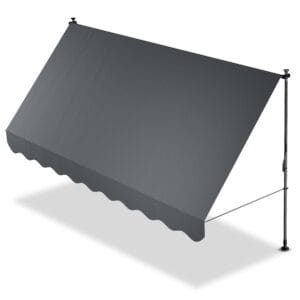 Copertină Juskys Cape Town cu prindere manuală și manivelă | 350x120 cm | Gri | Parasolar reglabil pe înălțime, rezistent la UV, disponibil în 6 lățimi