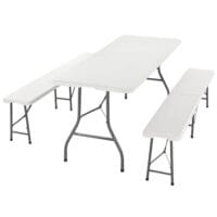 Set grădină de bere Bayreuth 180 cm | Juskys | Set de masă pliabilă pentru grădină de bere, format din 3 piese, din plastic | Bancă de bere