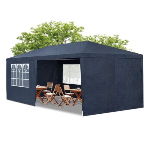 Cort de petrecere 3x6 m | Juskys | Albastru | Cort de grădină cu acoperiș, panouri laterale, cuie, frânghii și accesorii