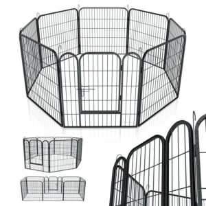 Țarc metalic pentru căței | Juskys | 160 x 80 cm | Incintă pliabilă pentru exterior, pentru câini, iepuri și animale mici