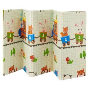Covoraș de joacă 180 x 200 cm cu diverse motive cu animale | Juskys | Toni | Covoraș de târâre pentru bebeluși și copii mici - extra moale și ușor de curățat