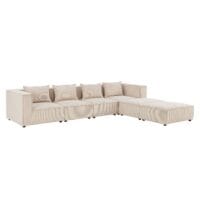 Canapea Modulară Domas XXL - Set Living | Juskys | Gri Deschis | Material Textil | Canapea Modernă cu 2 Otomane, Cotiere și Perne
