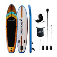 Placă de stand up paddle cu scaun de caiac | Juskys | Balansoar de plajă | SUP gonflabil cu suport integrat pentru cameră de acțiune