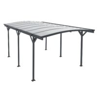 Carport 5x3 m - diverse modele | Juskys | Acoperiș arcuit | Loc de parcare acoperit cu luminator și jgheab