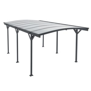 Carport 5x3 m - diverse modele | Juskys | Acoperiș arcuit | Loc de parcare acoperit cu luminator și jgheab
