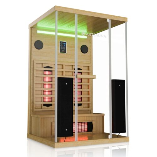 Cabină cu infraroșu Göteborg | Juskys | 2 persoane | Saună cu infraroșu cu emițătoare cu spectru complet și iluminare LED
