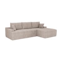 Canapea Coredo cu husă din catifea reiată și perne decorative | Juskys | Taupe | Dreapta | Canapea confortabilă cu spumă și somieră