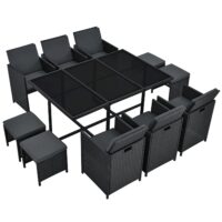 Mobilier din poliratan pentru terasa Baracoa | Juskys | XL | Set de mobilier de grădină pentru până la 10 persoane, 6 fotolii si 4 taburete, inclusiv perne