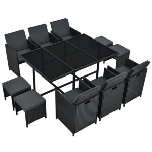 Mobilier din poliratan pentru terasa Baracoa | Juskys | XL | Set de mobilier de grădină pentru până la 10 persoane, 6 fotolii si 4 taburete, inclusiv perne