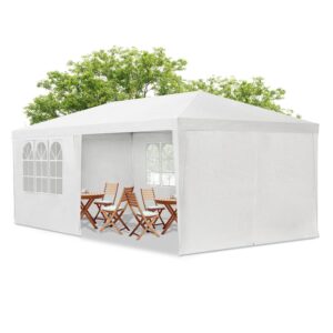 Cort de petrecere 3x6 m | Juskys | Alb | Cort de grădină cu acoperiș, panouri laterale, cuie, frânghii și accesorii
