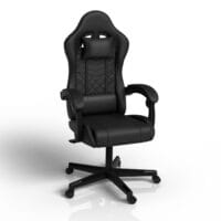 Scaun de gaming HyperSeat | Juskys | Negru/Bej | Scaun de birou pentru acasă și gaming