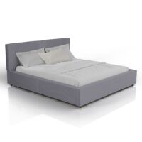 Pat tapițat Salerno | Juskys | Gri | 180x200 cm | Cadru de pat cu design din catifea reiată, durabil și ușor de curățat