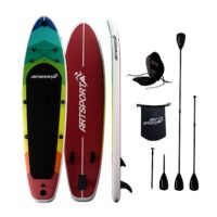 Placă de Stand Up Paddle cu scaun de caiac | Juskys | Retro Love | SUP gonflabil cu suport integrat pentru cameră de acțiune