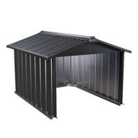 Garaj pentru mașină de tuns iarba robotizată cu acoperiș înclinat | Juskys | Garaj din oțel pentru mașină de tuns iarba robotizată 98x89x63 cm