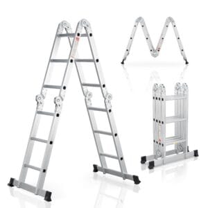 bild_1_2ae1ad85-52e5-4613-a3d7-04f74a75e3c6.jpg Scară multifuncțională din aluminiu | Juskys | 360 cm | Scară cu 4 secțiuni pliabile, 6 articulații și profil antiderapant