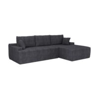 Canapea Coredo cu husă din catifea reiată și perne decorative | Juskys | Gri închis | Dreapta | Canapea confortabilă cu spumă și somieră