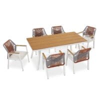 Set de mobilier de grădină premium Costa Rica | Juskys | Set exclusivist de mobilier de grădină pentru 6 persoane cu masă și scaune