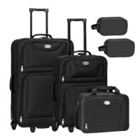 Set de bagaje tip troler Athens | Juskys | Bordeaux | Set de 5 piese cu 2 troleruri, geantă de umăr și 2 truse cosmetice