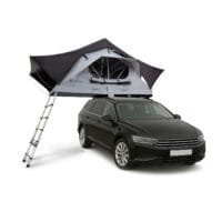 Cort de acoperiș Lago pentru 2-3 persoane | Juskys | 120 x 210 cm | negru, kaki | Cort de acoperiș auto pentru camping și excursii cu mașina