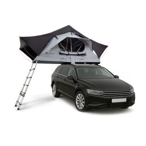 Cort de acoperiș Lago pentru 2-3 persoane | Juskys | 120 x 210 cm | negru, kaki | Cort de acoperiș auto pentru camping și excursii cu mașina