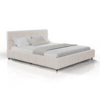 Pat tapițat Florence | Juskys | Bej | 180x200 cm | Cadru de pat cu design cu bule, capacitate de încărcare de 500 kg și ușor de curățat
