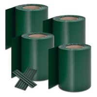 Benzi de protecție a intimității din PVC | Juskys | Verde | Pachet de 4 | Bandă de protecție a intimității din PVC 19cm x 35m pentru garduri de grădină