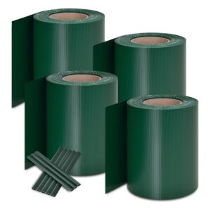 Benzi de protecție a intimității din PVC | Juskys | Verde | Pachet de 4 | Bandă de protecție a intimității din PVC 19cm x 35m pentru garduri de grădină
