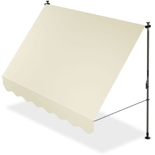 Copertină Juskys Cape Town cu prindere manuală | 250x120 cm | Bej | Parasolar reglabil pe înălțime, rezistent la UV, disponibil în 6 lățimi