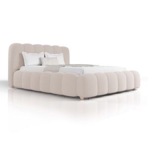 Pat tapițat Catania | Juskys | Bej | 140x200 cm | Design elegant, confort ridicat, construcție durabilă