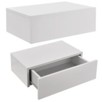 Set de 2 noptiere montate pe perete | Juskys | Aspect lemn | Noptieră din lemn cu sertar și raft