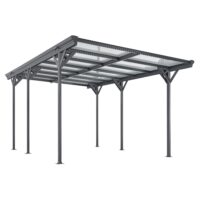 Carport 5x3 m - diverse modele | Juskys | Acoperiș arcuit | Loc de parcare acoperit cu luminator și jgheab