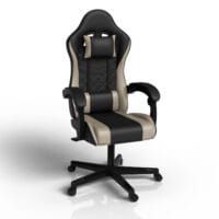 Scaun de gaming HyperSeat | Juskys | Negru/Bej | Scaun de birou pentru acasă și gaming