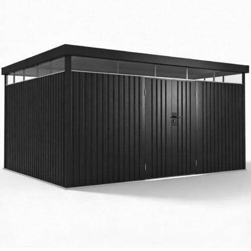 Șopron de grădină metalic Luzern | Juskys | 12 m² | Antracit | Șopron de grădină rezistent la intemperii cu uși cu încuietoare