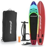 Placă de Stand Up Paddle - Set complet | Juskys | Retro Love | SUP gonflabil cu vâsle, geantă, lesă și accesorii