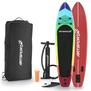 bild_1_48c0082f-e433-45f6-9984-038bc424f2fe.jpg Placă de Stand Up Paddle - Set complet | Juskys | Retro Love | SUP gonflabil cu vâsle, geantă, lesă și accesorii