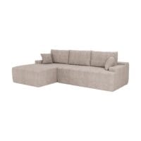 Canapea Coredo cu husă din catifea reiată și perne decorative | Juskys | Taupe | Stânga | Canapea confortabilă cu spumă și somieră