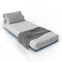 Pat plutitor metalic Palamos | Juskys | 180 x 200 cm | Pat minimalist cu iluminare LED și somieră cu lamele