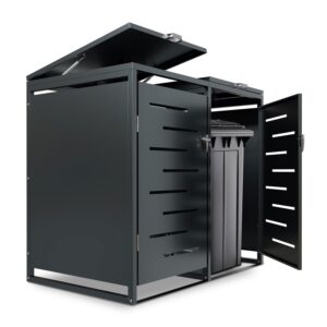 Unitate de depozitare pentru containere metalice Arel | Juskys | Set de 2 | Unitate modernă de depozitare pentru grădină pentru containere de 120L sau 240L