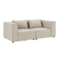 Canapea modulară Domas S - 2 locuri | Juskys | Bej | Material textil | Canapea modernă cu cotiere și perne