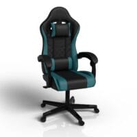 Scaun de gaming HyperSeat | Juskys | Negru/Turcoaz | Scaun de birou pentru acasă și gaming