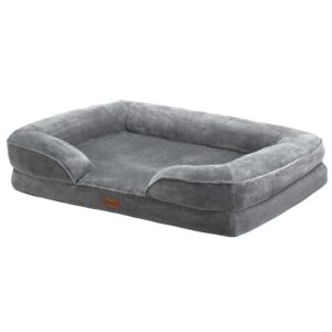 Pat pentru câini Sheena | Juskys | L | Pat ortopedic pentru animale de companie cu husă moale