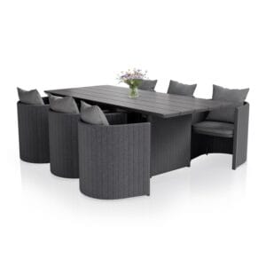 Set de scaune premium Costa Luna | Juskys | Set de mobilier de grădină de lux pentru 6 persoane cu masă și scaune