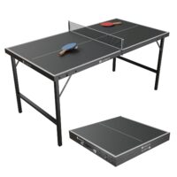 Masă de tenis de masă mini Flexi | Juskys | Masă mică de tenis de masă, inclusiv fileu, palete și 5 mingi