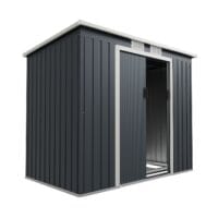 Șopron de grădină metalic | Juskys | Antracit | M | Șopron de grădină metalic cu cadru de fundație