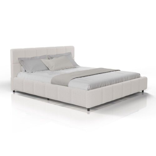 Pat tapițat Florence | Juskys | Bej | 180x200 cm | Cadru de pat cu design cu bule, capacitate de încărcare de 500 kg și ușor de curățat