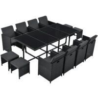 Mobilier din poliratan de terasa Baracoa | Juskys | XXL | Set de mobilier de grădină pentru până la 12 persoane, 8 fotolii si 4 taburete, inclusiv perne
